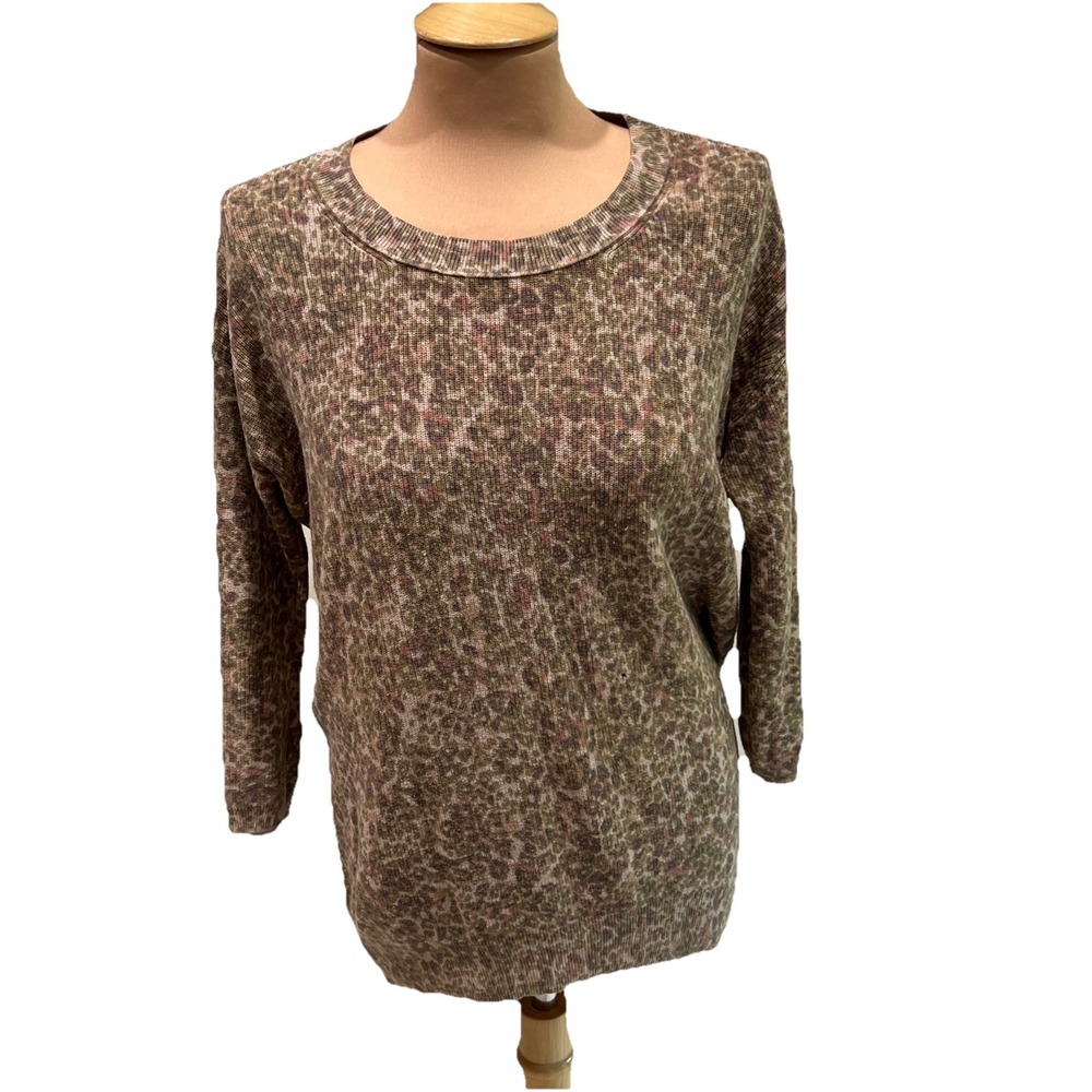 Aritzia Wilfred Leopard Printâ Pullover Tunic Sweater Silk Blend